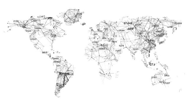 Plexus fantasy abstract technology. World map with node and line connection