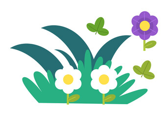 cartoon scene with isolated flower illustration