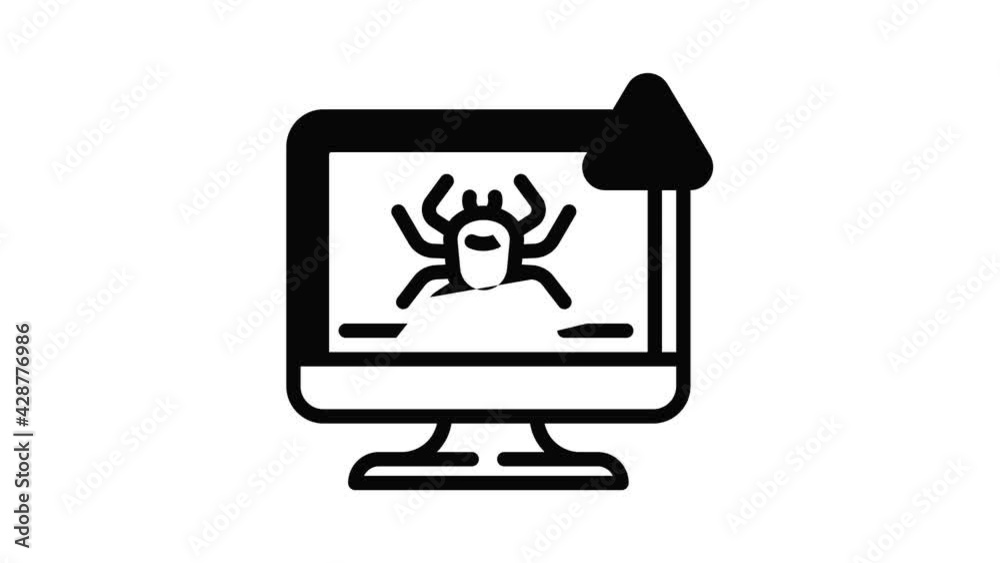 Poster computer virus detection icon animation outline best object on white background