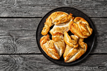Roast Chicken breasts on a plate, top view