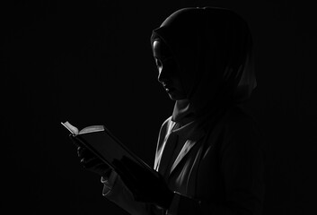 Muslim woman reading an Quran in ramadan.