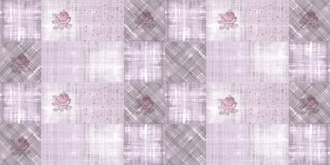 Fabric textured background with a floral print in lilac tones