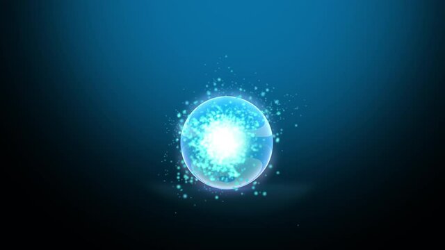 Magical glass sphere. Mystery orb with energy effect flowing.