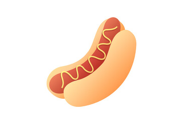 hot dog illustration, isolated on white background. Fast food illustration