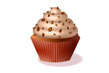 cupcake illustration, isolated on white background