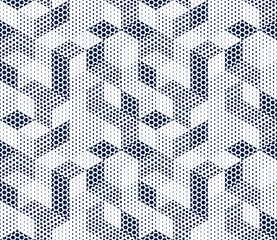 3D dotted cubes seamless pattern vector background, dots dimensional blocks, architecture and construction, geometric design.