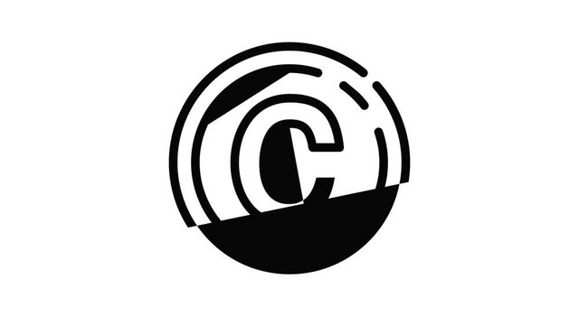 Copyright sign icon animation outline best object on white background