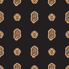 Seamless dark pattern with monograms in the Baroque style. Good for menus, postcards, books, murals and fabrics. Vector illustration.