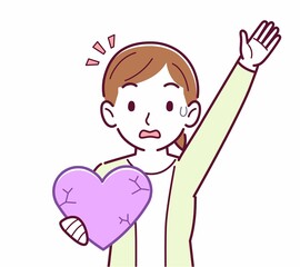 手にハートを持った人