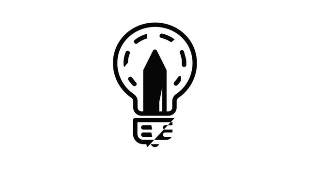 Pencil bulb icon animation outline best object on white background