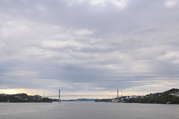 Fototapeta na wymiar Bridge over fjord in Norway