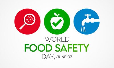 World Food Safety Day (WFSD) celebrated on 7 June every year, aims to draw attention and inspire action to help prevent, detect and manage foodborne risks. Vector illustration.