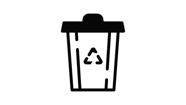 Recycle garbage bin icon animation outline best object on white background