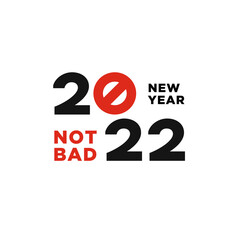2020 Logotype of the year. Vector modern minimalistic text with red stop sign. Conceptual design. Vector perfect modern minimalistic text with black numbers. Isolated on white background. Not bad