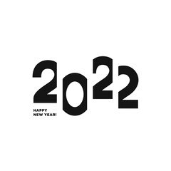 Happy New Year 2022 logo text design. Vector modern geometric minimalistic text with black numbers. Isolated on white background. Concept design. The Year Of The Black Water Tiger