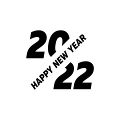 2022 logo icon sign text design. Happy New Year. Vector perfect modern minimalistic text with black numbers. Isolated on white background. Concept design.
