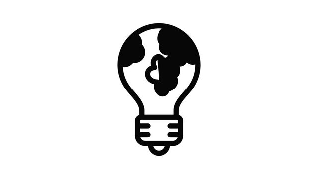 Global bulb icon animation outline best object on white background