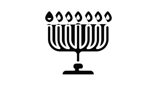 Menorah icon animation outline best object on white background