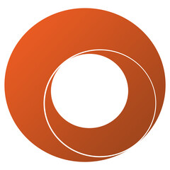 Abstract geometric 3D image of orange-brown circular object isolated  on white background. © IKT224