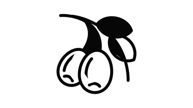 Olive branch icon animation outline best object on white background