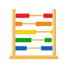 Abacus with rainbow colored beads isolated on white background. Calculating mathematical frame for education arithmetic. Vector illustration