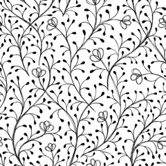 Fototapeta premium Ink flower ivy pattern