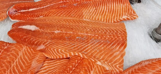 raw salmon, sliced