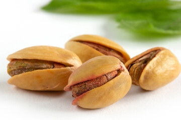 delicious pistachio on white background