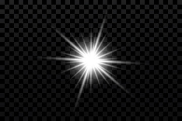 Glow effect. Star sparkles on a transparent background. Vector illustration. the sun