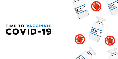 3D rendering Vaccine Coronavirus COVID-19 ,Several clear colored vaccine bottles ,Treatment for coronavirus covid-19, isolated on white background ,illustration