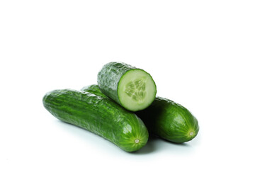 Group of cucumbers isolated on white background