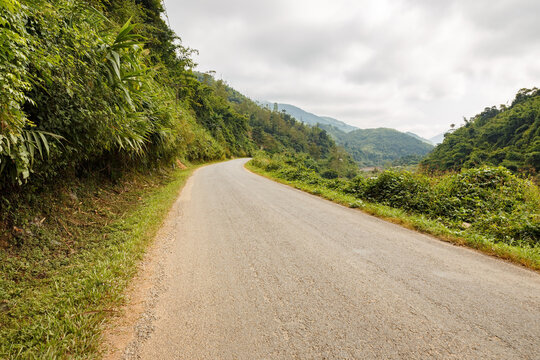 asphalt road in the mountains, Oudomxay Province, Laos
