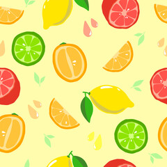 seamless bright fruit citrus yellow pattern