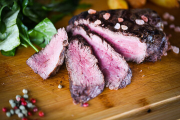 delicious beed steak on the grill