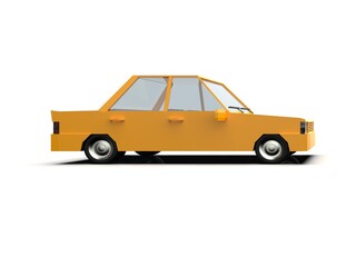 Obraz premium Low Poly&nbsp;Yellow Car Sedan&nbsp;Isolated on White Background