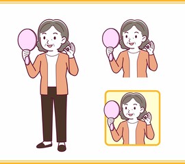 Elderly woman with gray hair