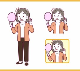 Elderly woman with gray hair