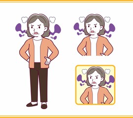 Elderly woman with gray hair