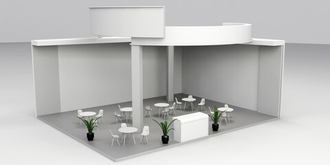 Exhibition Stand in 3d rendering