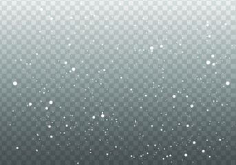 Falling white snow on transparent background.White spark glitter with glow light effect.Glow light effect on transparent background. Flash light effect.