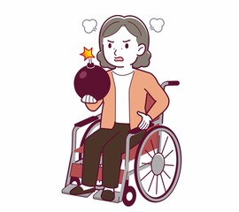 Elderly woman with gray hair