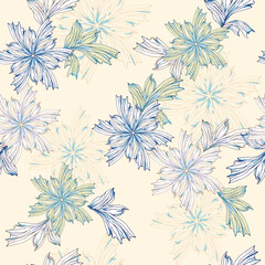 Delicate seamless floral pattern in pastel colors. Vector flowers on a light background, print for fabric and tiles.