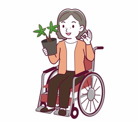 Elderly woman with gray hair