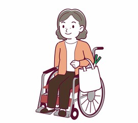 Elderly woman with gray hair