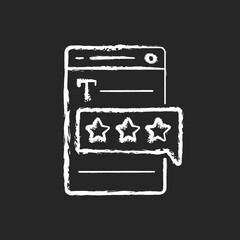 Recognized by clients chalk white icon on black background. User satisfaction. Feedback on article. Customer experience, copywriting services. Commercial text. Isolated vector chalkboard illustration