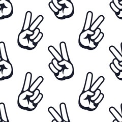A sign of peace. Gesture V victory or peace sign in color, patriotic sign, seamless background