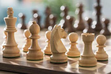 Fototapeta Chess pieces arranged on the chessboard obraz
