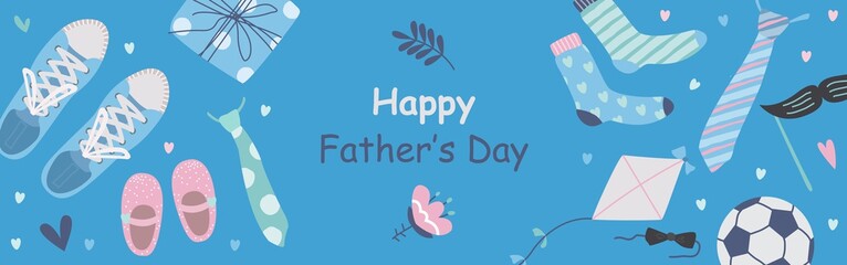Fathers day vector illustration set in modern style