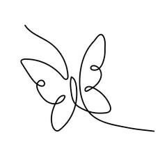One Line drawing of Butterfly for logo or icon. Minimalist Vector illustration on Isolated white background