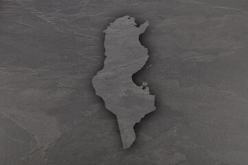 Karte von Tunesien auf dunklem Schiefer